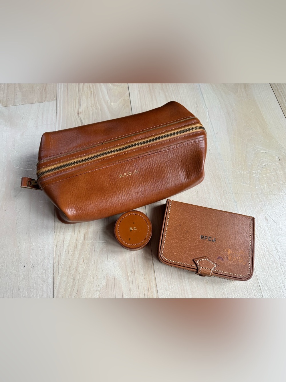 Vintage Mark Cross and Other 100% Leather Travel/Jewelry/Toiletry/Dopp Kit Bags